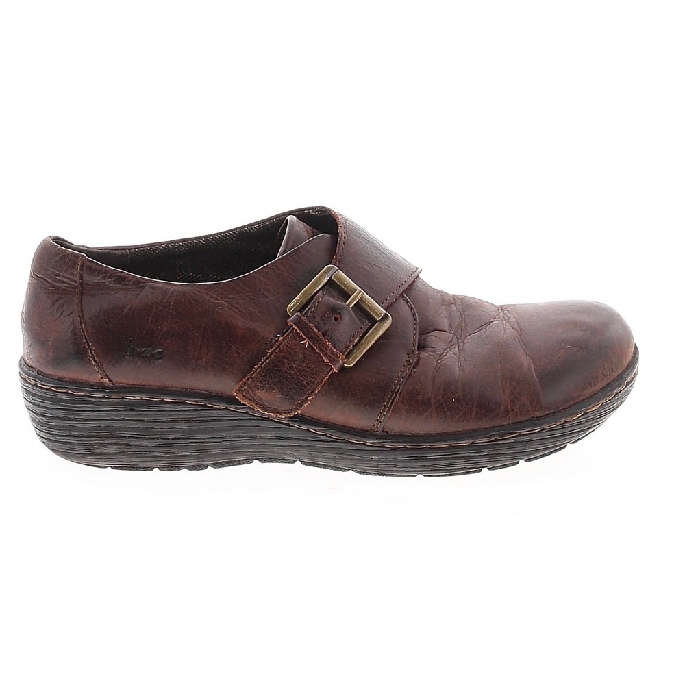 Flawed Gem! BOC Born Concept Leather Strap Buckle Wedge Loafers Shoes‎ Sz 8.5